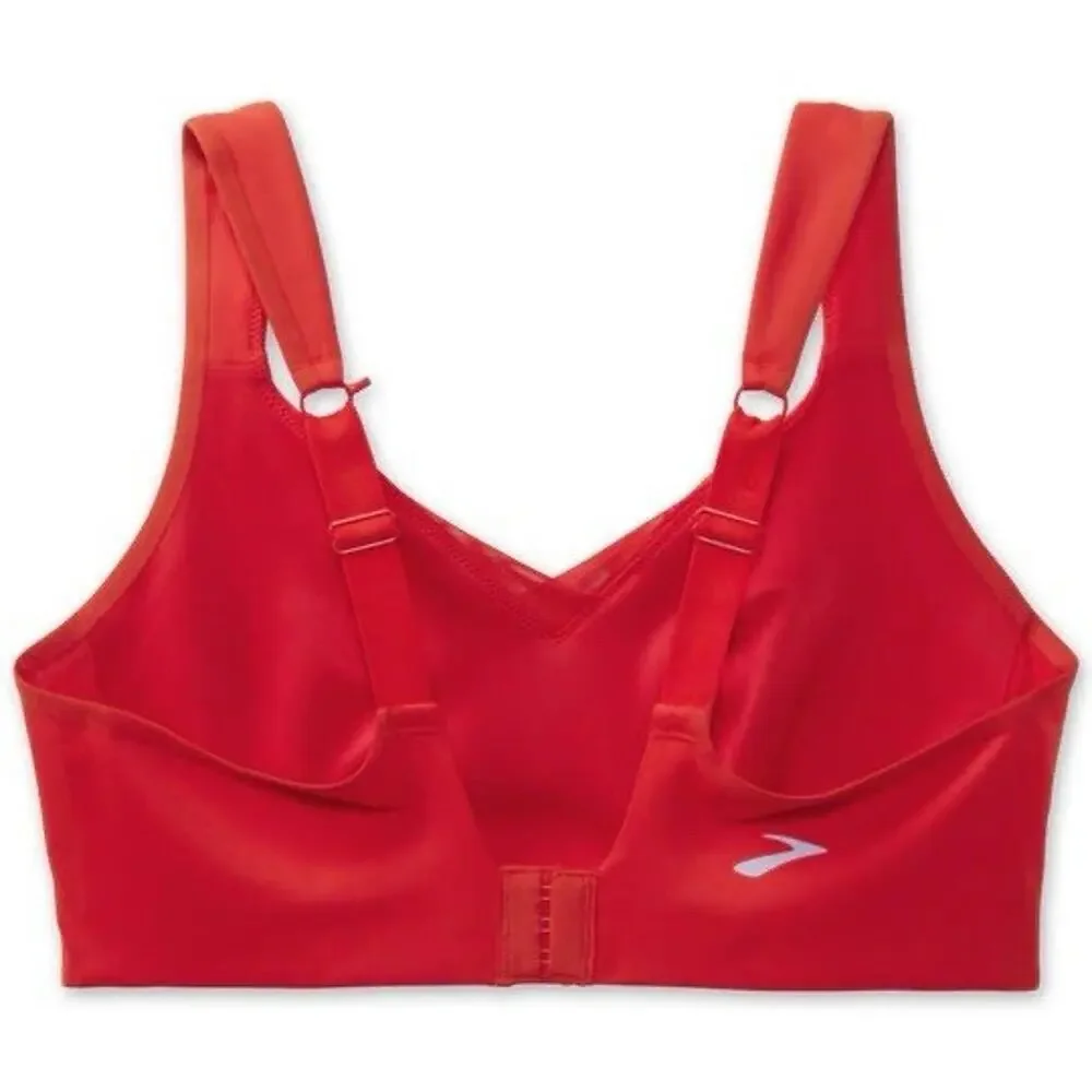 Brooks Juno High-Support Red Wireless Sports Bra 34C Crossback Adjustable Straps